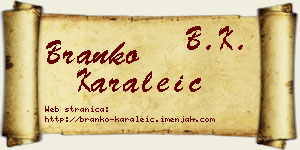 Branko Karaleić vizit kartica